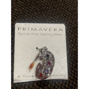 Primavera Sterling Silver Artist Palette Pendant With Colorful Gem Accents